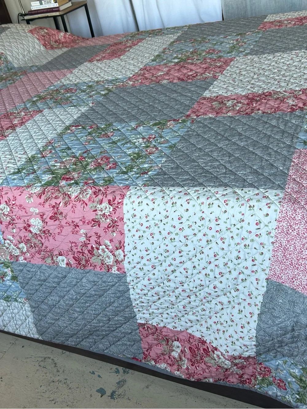 Patchwork Queen Quilt Bedspread Print Floral Lightweight Reversible#0627246